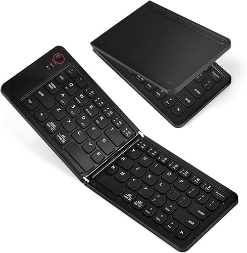 Aolso Składana klawiatura Bluetooth, lekka bezprzewodowa klawiatura, potrójne parowanie, przenośna klawiatura ładowalna do smartfonów/tabletów/PC/iPad/iPhone, systemu Windows, iOS, Android-czarny