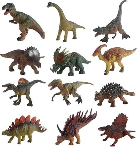Zabawka dinozaurów dla dzieci, 12 sztuk edukacyjnych figurek dinozaurów, zabawka dla dzieci w wieku 3 lat, prezent dla dzieci chłopców dziewczynek, różne realistyczne dinozaury z bezpiecznego