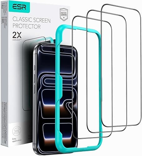 ESR do iPhone 17 Pro folia ochronna ze szkła hartowanego, folia ochronna ekranu 3 sztuki, folia ze szkła hartowanego z prostym narzędziem montażowym, twardość 9H, folia ochronna na cały ekran iPhone
