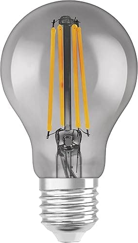 LEDVANCE Inteligentna żarówka LED z Wifi, E27, Możliwość ściemniania, Ciepła biel (2500K), Kształt żarówki, Przezroczysty żarnik w przydymionym szkle, Możliwość sterowania za pomocą Alexa, Google