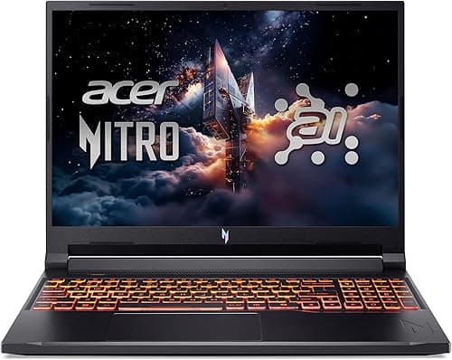 Acer Nitro V 16 AI (ANV16-42-R96W) laptop gamingowy, wyświetlacz 16" WUXGA IPS 180 Hz, AMD Ryzen 7 260, 16 GB RAM, 1 TB SSD, NVIDIA GeForce RTX 5070, Windows 11, klawiatura QWERTZ, czarna
