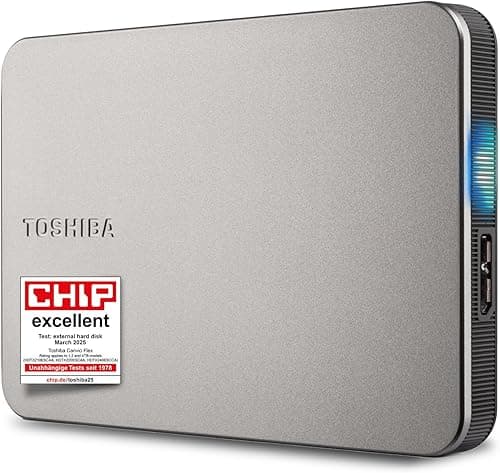 Toshiba Canvio Flex 2 TB – przenośny zewnętrzny dysk twardy 6.9 cm (HDD) do komputerów Mac, Windows PC, smartfonów i tabletów, kompatybilny z większością urządzeń USB-C i USB-A (HDTX220ESCAA)