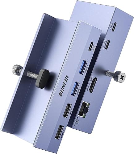 BENFEI Koncentrator USB C 8 w 1 z bezpieczną funkcją zacisku – z HDMI 4K 60 Hz, Gigabit Ethernet, 100 W PD, 10 Gbps 1 x USB-C / 2 x USB-A 3.2, 2 x USB-A 2.0 - kompatybilny z MacBook iPad Pro iMac S23