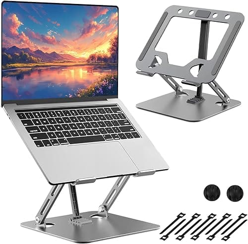 Podstawka pod Laptop, Ergonomiczny Stojak z 3 Wzmocnieniami, 5 Poziomów Regulacji, Składany, Antypoślizgowy, Wentylacja i Chłodzenie, Kompatybilny z Macbook Notebookami Tabletami (10-17,3")