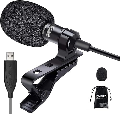 Mikrofon krawatowy USB, mikrofon klapowy 3 m do komputera, przypinany wielokierunkowy mikrofon pojemnościowy do laptopa, PC i Mac, idealny podcast, gry, streaming i nagrywanie [Plug & Play]