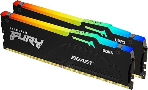 Kingston FURY Beast RGB 32 GB (2 x 16 GB) 6000 MT/s DDR5 CL30 pamięć stacjonarna | AMD EXPO | Plug N Play | zestaw 2 szt. | KF560C30BBEAK2-32