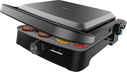 Cecotec Rock'nGrill 2000 Full Open, 2000 W, otwór 180°, nieprzywierający RockStone, pływająca płyta, zbierająca, pionowe przechowywanie, regulacja temperatury, 279 x 229 mm