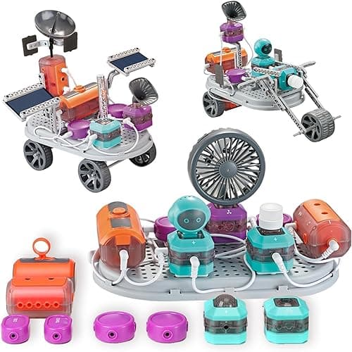 Zestaw młodego odkrywcy od 8 lat, zestaw STEM: 110 eksperymentów i 201 części z mikrofonem/czujnikiem podczerwieni/światła | 15 modeli 3D z instrukcją, elektrotechniki do nauki fizyki