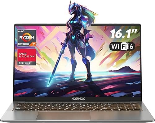ACEMAGIC Gaming Notebook AMD Ryzen 7 5700U(Bbatti7-1355U), podświetlana klawiatura laptopa, pamięć RAM 16 GB NVME SSD 512 GB, Win 11 Pro Laptop, 16,1" Full HD 1920 x 1080, kolor (szary)