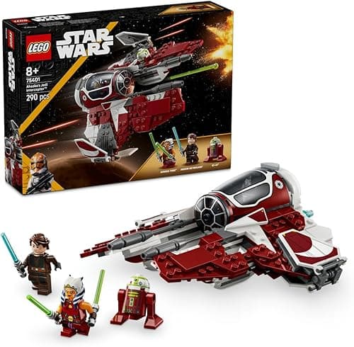 LEGO Star Wars: Wojny klonów Interceptor Jedi Ahsoki, Zestaw dla 8-latka, Zabawka Konstrukcyjna dla Dziecka z 2 Minifigurkami i Figurką Droida, Pomysł na Prezent dla Chłopca i Dziewczynki, 75401