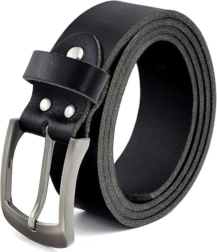 Pasek męski skórzany pasek ze skóry bawolej dla mężczyzn, dżinsy, prawdziwa skóra, czarny, szerokość 38 mm, możliwość skrócenia #10125