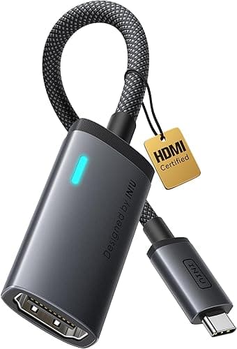 INIU Adapter USB C na HDMI 4K 60 Hz, USB typu C na HDMI adapter ładowarka do MacBook Pro Air, iPad Pro, iPhone 17 16 15 Pro Max, Pixelbook, Pixel 10 9, Surface Pro, Dell, XPS, Samsung 25 24 Ultra itd