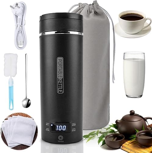 May przenony czajnik 500 ml,elektryczny czajnik podróny may,may przenony czajnik elektryczny,mini kubek grzewczy,4 regulowane poziomy temperatury,do herbaty,kawy,mleka dla niemowlt