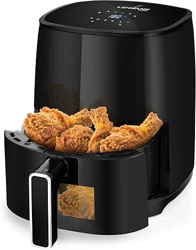 Lehmann LHODF-1435 frytkownica beztłuszczowa na gorące powietrze z 8 programami gotowania, Airfryer z powłoką zapobiegającą przywieraniu n LCD, frytkownica ze zdejmowanym zbiornikiem 3,5 l i regulacją