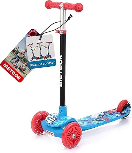 Hulajnoga balansowa trójkołowa dla dzieci 3+ z regulowaną kierownicą - Świecącymi kołami LED i hamulcem nożnym – Meteor Funny