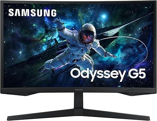 Samsung Wyświetlacz 27' Gaming Odyssey G55C czarny 165 Hz 1ms 2560x1440 VA Zakrzywiony 1000R 300cd/m² 2500:1 HDR10 HDMI Displayport AMD FreeSync Podstawa odchylana