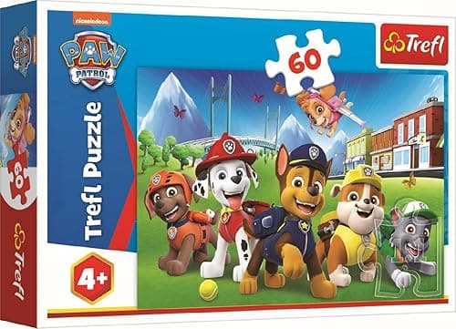 Trefl - PAW Patrol, Psi Patrol na polanie - Puzzle 60 Elementów - Kolorowe Puzzle z Bohaterami Bajki, Kreatywna Rozrywka, Zabawa dla Dzieci od 4 lat