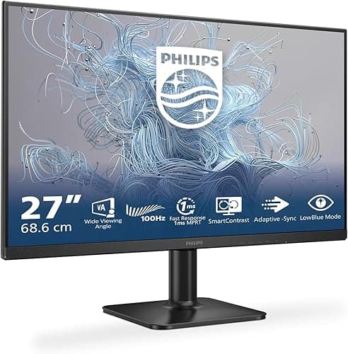 Philips 27E2N1100L - 27-calowy monitor Full HD, Adayptive synchronizacja obrazu (1920 x 1080, 100 Hz, 1x D-Sub, 1x HDMI 1.4), czarny