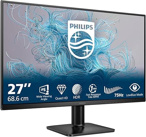 Philips Monitors 27E2N1500L 27 cali QHD, 75 Hz, IPS, 1 ms MPRT, Adaptive Sync, HDR10, (2560 x 1440, HDMI 1 x 1,4, DP 1 x 1,4), Czarny