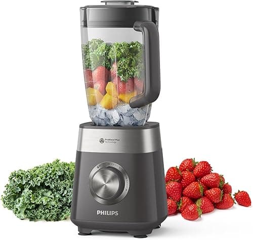 Philips Serii 5000 Blender, Silnik ProBlend Plus o Mocy 1000 W, 3 Prędkości, Pojemność 2 Litry, Odłączane Ostrza, Łatwe Czyszczenie, Aplikacja HomeID, Cashmere Grey (HR3020/20)