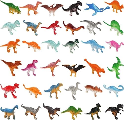 JOYSKY Mini figurki dinozaurów, 48 sztuk, plastikowe figurki dinozaura, prezenty urodzinowe dla chłopców i dziewczynek, Tyranozaur Rex, stegozaur, pterozaury, małe prezenty dla dzieci