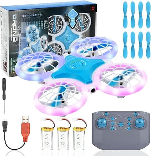Flintronic Mini Dron, Mini Dron dla Chłopców i Dziewcząt dla Początkujących, Dron Dziecięcy ze Światłem LED, Przewroty 3D, Quadcopter RC z 3 Bateriami, Najlepsza Zabawka-Prezent dla Chłopców i