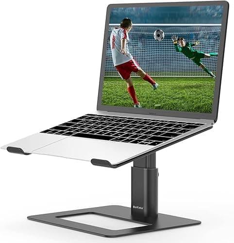 BoYata Stojak na laptopa, wentylowany uchwyt na laptopa z regulacją wysokości, Stojak na notebooka kompatybilny z komputerami MacBook Pro/Air, Dell, HP, Samsung, Acer 10–17" (Czarny)