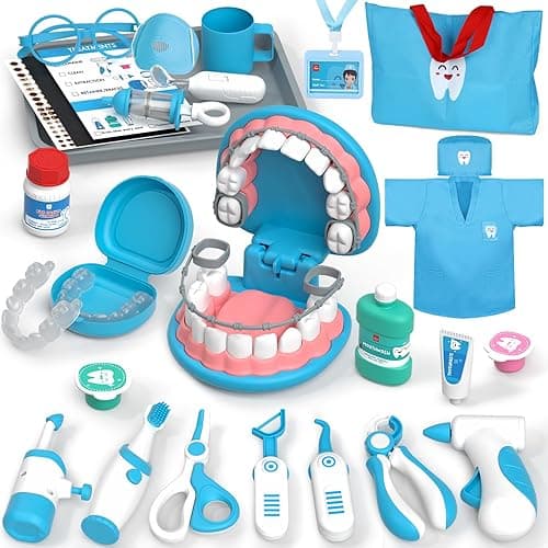 Lehoo Castle zestaw lekarzy dla dzieci, zabawki dentystyczne dla dzieci, zabawki do odgrywania ról dla dzieci w wieku 3+ lat, zestaw prezentowy lekarza dla dzieci w wieku 3-8 lat, niebieski