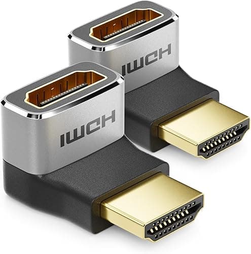 DeleyCON 2 Sztuki Złącze Adaptera HDMI kąt 270° 8K@60Hz / 4K@120Hz UHD Aluminium HDMI 2.1 ARC HDR10+ Dolby Vision VRR ALLM 48 Gb/s 270° pod Kątem Szary Czarny