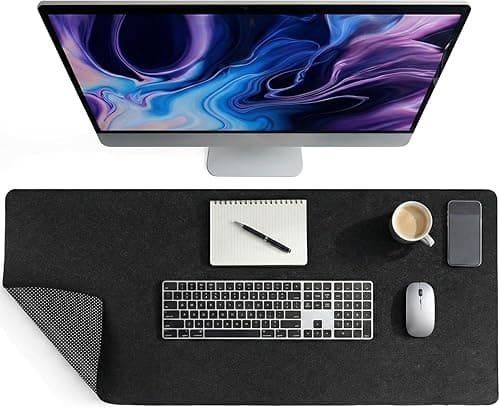 AUYAO Filcowa podkładka na biurko 100 x 40 cm antypoślizgowa podkładka na biurko duża podkładka pod mysz nadaje się do użytku biurowego i domowego biura (czarno-szara)