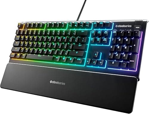 SteelSeries Apex 3 - klawiatura do gier RGB - 10-strefowe podświetlenie RGB - magnetyczna podpórka pod nadgarstki Premium - amerykański układ QWERTY, czarna