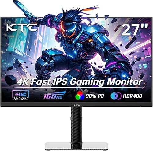 KTC Monitor Gaming 4K 160Hz 144Hz, 27 cali UHD - Szybkie panel IPS 1ms, HDR400, 132% sRGB, solidna tylna ścianka z włókna węglowego, regulowana podstawa, monitor DP1.4 / HDMI 2.1