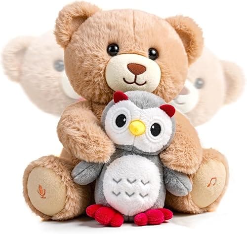Muzyczny Pluszowy Miś z Sową, Interaktywny Mówiąca Przytulanka, Miękka Zabawka Pluszowa, Śpiewająca i Nagrywająca Pluszowe Zwierzątko, Prezent dla Niemowląt i Dzieci