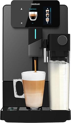 Cecotec Super automatyczny ekspres do kawy Cremmaet Latte Touch 19 barów, Thermoblock, 12 napojów, 4 profile, woda 1,1 l i mleko 400 ml, wyświetlacz TFT, młynek stożkowy, automatyczne czyszczenie