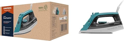 GRUNDIG SI 3550 żelazko parowe, 2400 W, uderzenie pary 120 g/min, moc pary 25 g/min, ceramiczna stopa, zbiornik na wodę 220 ml, technologia zapobiegająca osadzaniu się kamienia, biały/turkusowy