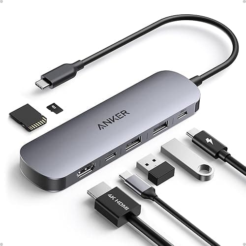 Anker Hub USB-C 7 w 1 z HDMI 4K @ 60 Hz, zasilaniem 85 W, portami USB-A/C 3.0 i czytnikiem kart SD/microSD dla urządzeń USB-C (bez zasilacza)