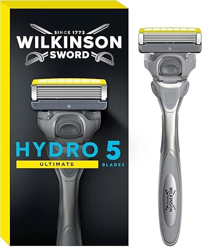 WILKINSON SWORD Hydro 5 Ultimate maszynka do golenia dla mężczyzn, technologia amortyzacji, żel nawilżający i precyzyjny trymer, uchwyt + 1 ostrze