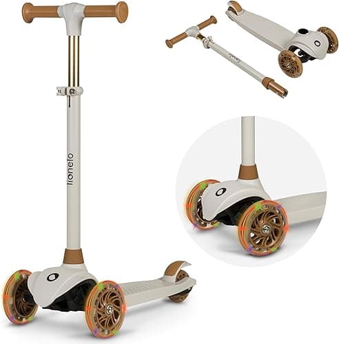 LIONELO JESSY Hulajnoga Balansowa dla Dzieci od 3 roku życia do 50 kg, Lekka Trójkołowa Hulajnoga Dziecięca z Regulacją Wysokości, Koła LED, Antypoślizgowy Podest