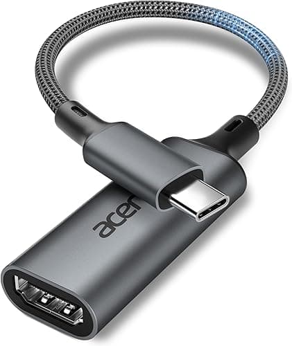 Acer Adapter USB C do HDMI 4K@60Hz, Adapter Typu C HDMI HDR, Thunderbolt 5/4/3 Kompatybilny z Monitorem, MacBookiem Pro Air, iMacem, Serią iPhone 17, iPadem Pro Air, Galaxy S26, laptopem, XPS itp.