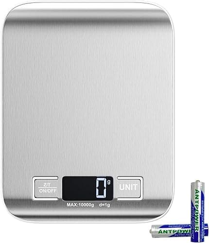 Newaner Precyzyjna waga kuchenna elektroniczna, 10 kg / 1 g, stal nierdzewna, waga kuchenna z wyświetlaczem Led i funkcją tarowania, 6 jednostek, ważenie żywności do gotowania, pieczenia i mieszania
