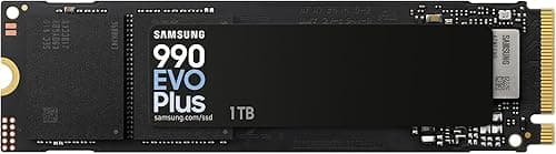 Dysk SSD Samsung 990 EVO Plus NVMe M.2 1 TB, PCIe 4.0 x4 / PCIe 5.0 x2, NVMe 2.0 (2280), odczyt 7150 MB/s, zapis 6300 MB/s, wewnętrzny dysk SSD do gier i edycji grafiki, MZ-V9S1T0BW