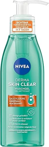 NIVEA Derma Skin Clear żel do mycia, oczyszczacz dla widocznie poprawy wyglądu skóry, skuteczne oczyszczanie skóry z kwasem salicylowym i niacynamidem (150 ml)