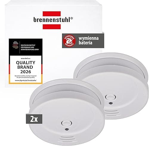 Brennenstuhl czujnik dymu SET, 2x RM C 9010 z wymienną baterią (przetestowany zgodnie z normą EN 14604, przenikliwy sygnał alarmowy) biały