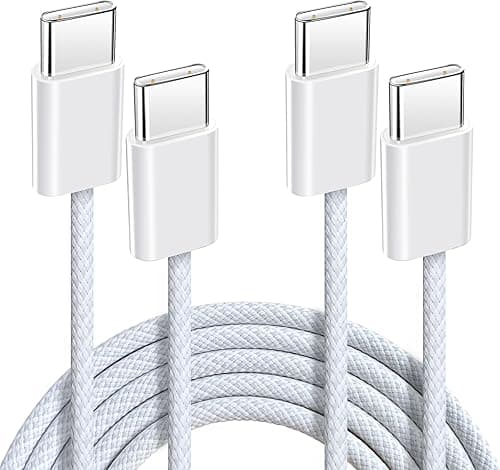 Kabel USB C na USB C 60 W: kabel USB typu C na typ C [2 sztuki - 1 M] 3 A szybkie ładowanie nylonowy pleciony kabel kompatybilny z iPhone 16 15 Pro Max Galaxy S24 S23 pikselami iPad MacBook