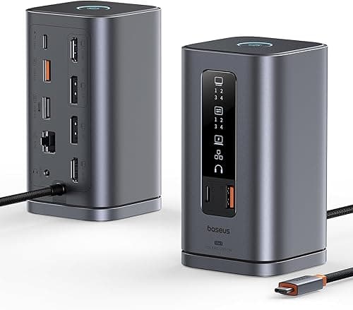 Baseus Stacja dokująca Spacemate Series 11 w 1 stacja dokująca 3 monitory z 2 x HDMI 1 x DP 4K @ 60 Hz, 3 x USB-A/C 10 Gb/s, 1 Gbps Ethernet, 100 W PD, kompatybilna z laptopem