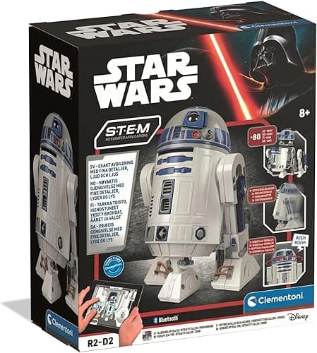 Clementoni Robot R2-D2 - Inspirowany Gwiezdnymi Wojnami robot ze światłami LED, dźwiękami i aplikacją kodowania dla dzieci 8+