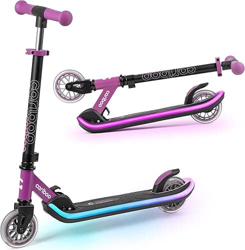 Cariboo Hulajnoga Dla Dzieci Hulajnoga Dwukołowa Regulowana Wysokość Kierownicy Podświetlany Podest Ze Światłami LED Składana LEDstar