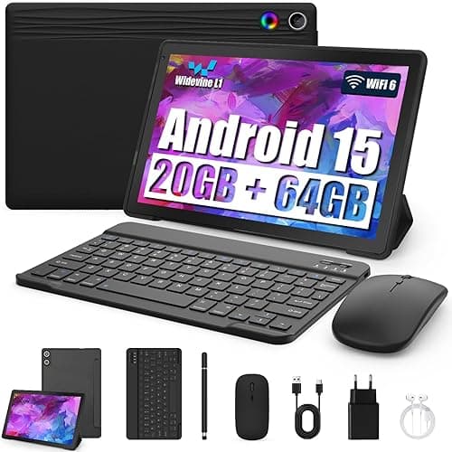Tablet z systemem Android 14 10,1 cala 6 w 1 Tablet PC z etui Klawiatura Mysz Pióro Słuchawki Octa-Core 10 GB RAM 64 GB ROM/ 1 TB TF 1280x800 IPS HD Widevine L1 5000 mAh WIFI Bluetooth Typ C (czarny)