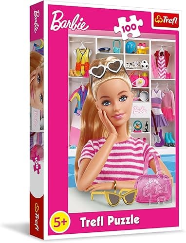 Trefl - Barbie, Poznaj Barbie - Puzzle 100 Elementów - Różowe Puzzle z Najpopularniejszą Lalką na Świecie, Kreatywna Rozrywka, Zabawa dla Dzieci od 5 lat