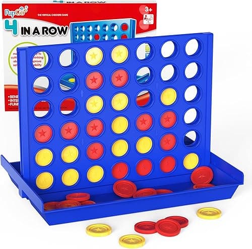 Pup Go Połączyć 4 Gry Planszowe Odpowiednie dla Dzieci 3+ Lat, Przenośne Gry Podróżne, 4 w Rzędzie Tradycyjne Zabawki Edukacyjne, Klasyczne Gry Rodzinne Dla Rodziców i Dzieci (Ciemny niebieski)